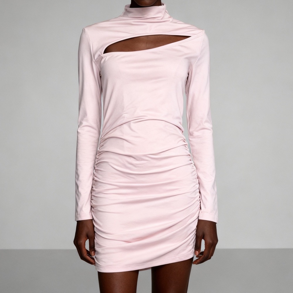 SIMMI London Ruched Cut Out Pink Mini Dress‎ NEW Bodycon size 8